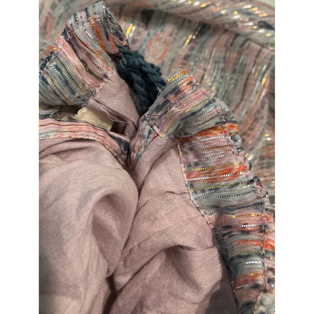 World Market Estrella Blue and Pink Shimmer Geo Midi Dress Flowy Lagenlook S/M - Picture 8 of 10